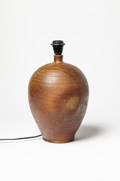 Brown stoneware ceramic table lamp by Georges Sybesma La Borne 20th century