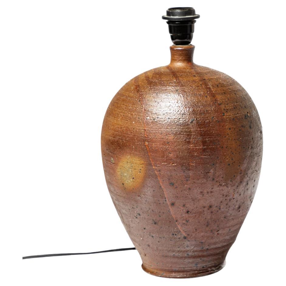 Lampe de table en céramique de grès brun par Georges Sybesma La Borne 20e siècle