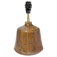 Lámpara de sobremesa de cerámica de gres marrón de La Borne Potters circa 1980 Design