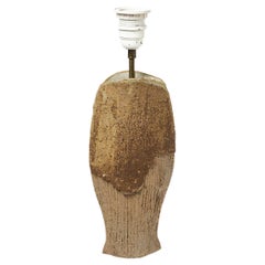 Brown Stoneware Ceramic Table Lamp by Odile Pichon Unique Lighting Piece