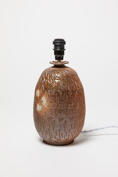 Brown stoneware ceramic table lamp circa 1960 La Borne 20th century design