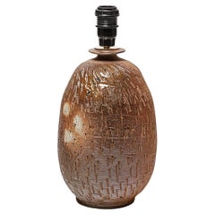 Brown stoneware ceramic table lamp circa 1960 La Borne 20th century design