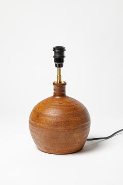 Brown stoneware ceramic table lamp circa 1970 20th century design La Borne