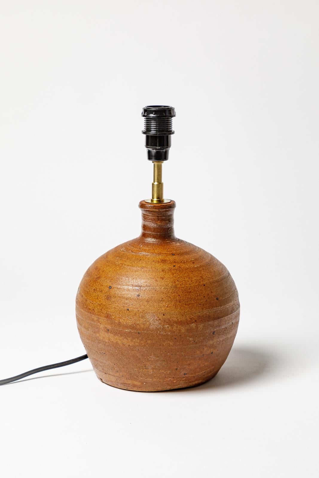 Français Lampe de table en grès brun circa 1970 20ème siècle design La Borne en vente