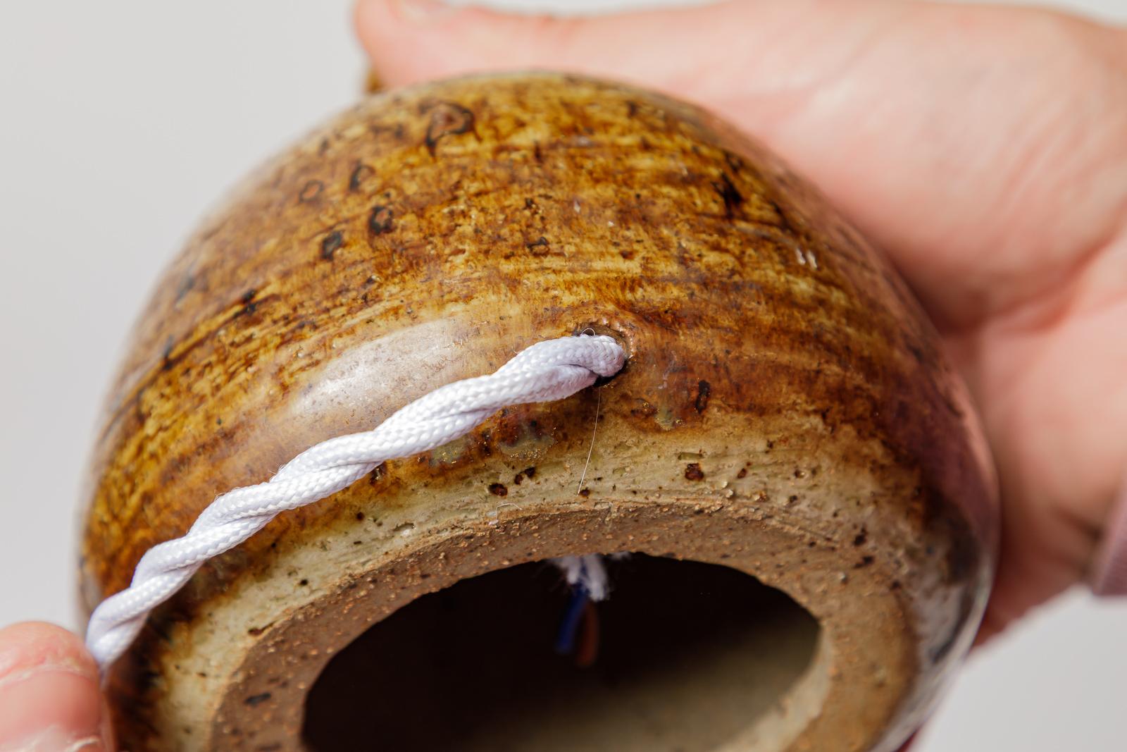 20th Century Brown stoneware ceramic table lamp from La Borne 1970 handmade design For Sale