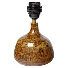 Brown stoneware ceramic table lamp from La Borne 1970 handmade design