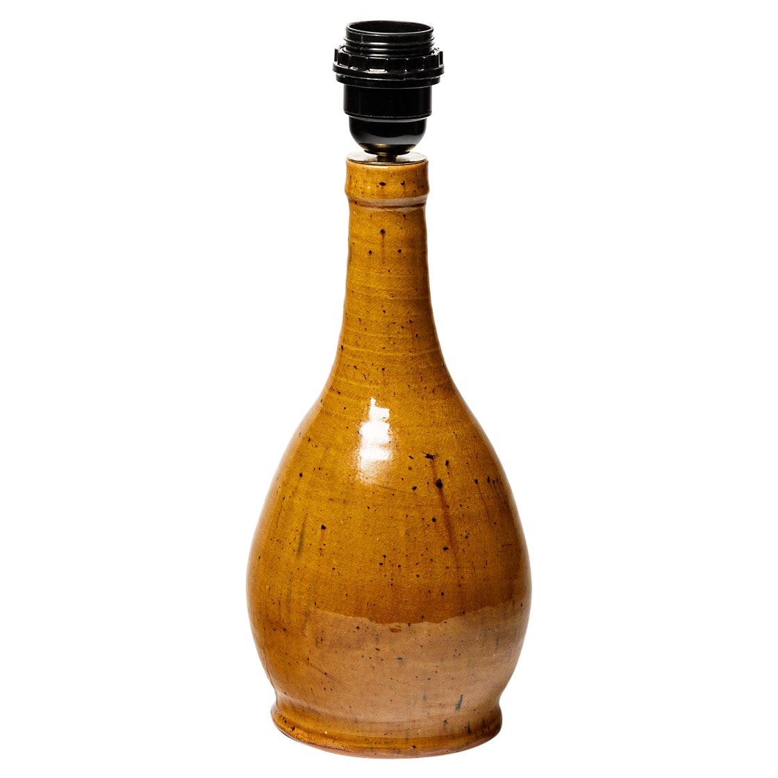 Brown Stoneware Ceramic Table Lamp from La Borne Art Deco 1940 Lighting For Sale