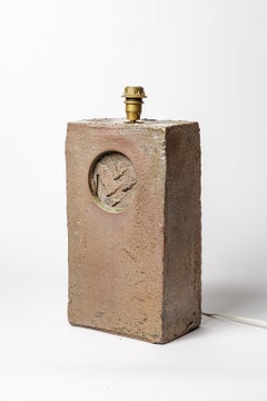 Brown stoneware ceramic table lamp La Borne unique piece 20th century