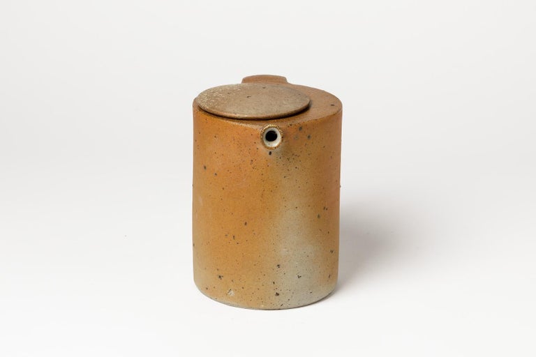 Mid-Century Modern Brown Stoneware Ceramic Tea Pot  1970 20th Century Design  For Sale