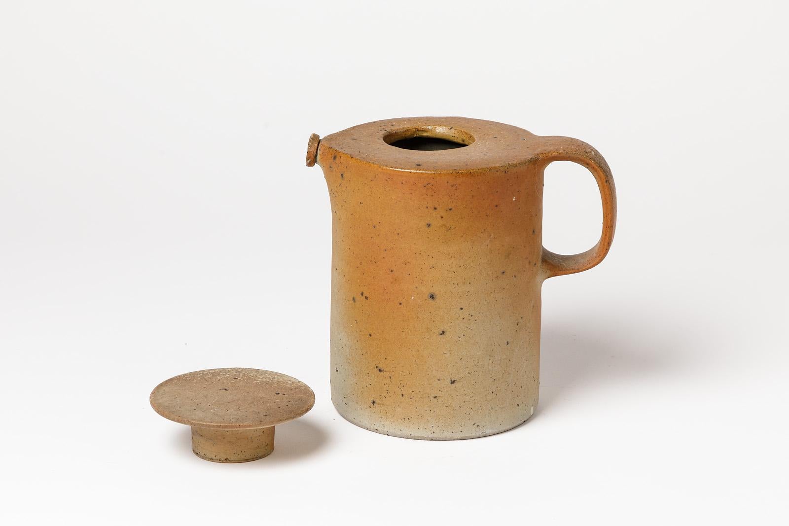 Brown Stoneware Ceramic Tea Pot  1970 20th Century Design  1
