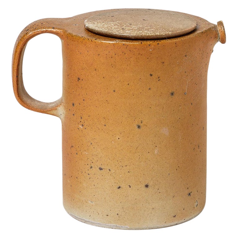 Brown Stoneware Ceramic Tea Pot 1970 20th Century Design For Sale at 1stDibs