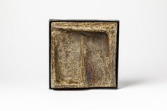 Scultura astratta da parete in gres marrone di Pierre Digan La Borne