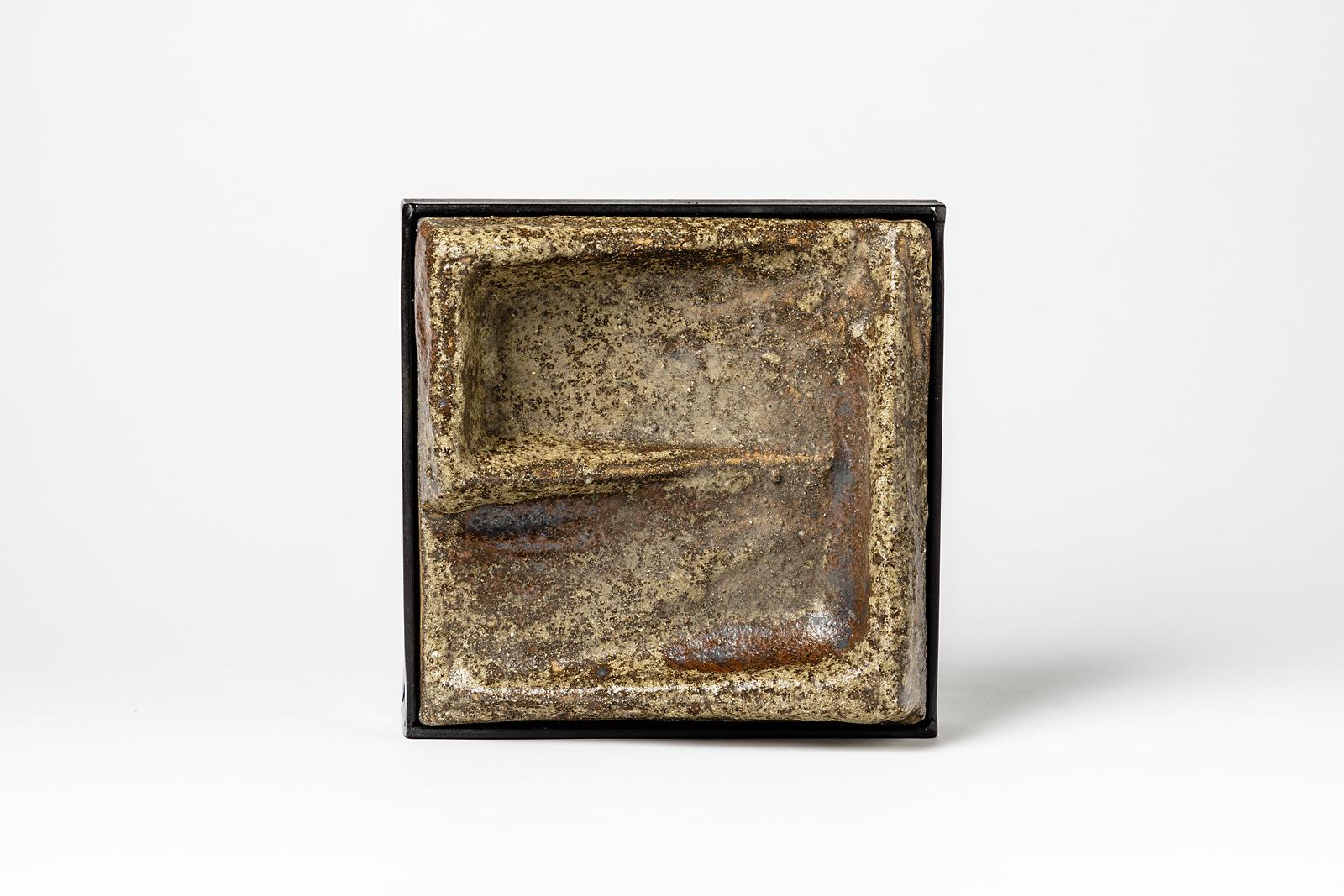 French Brown Stoneware Ceramic Wall Abstract Sculpture by Pierre Digan La Borne