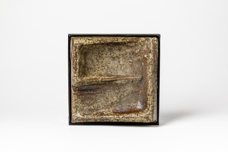 French Brown Stoneware Ceramic Wall Abstract Sculpture by Pierre Digan La Borne For Sale