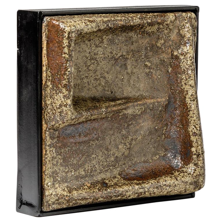 Brown Stoneware Ceramic Wall Abstract Sculpture by Pierre Digan La Borne For Sale