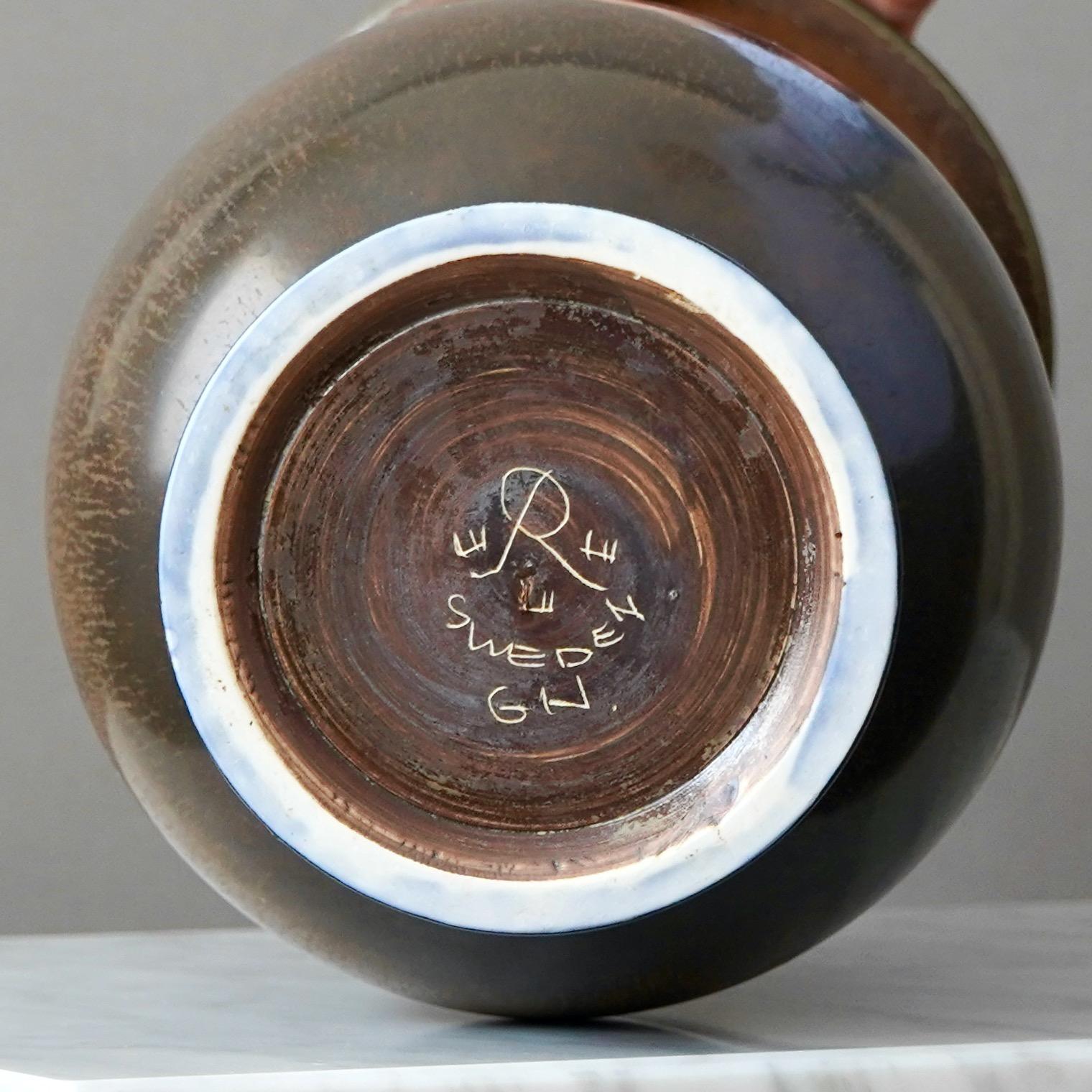 Vaso da terra in gres marrone di Gunnar Nylund per Rorstrand, Svezia, anni '40 in vendita 1