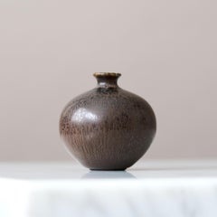 Brown Stoneware Miniature Vase by Berndt Friberg. Gustavsberg Studio Sweden 1954