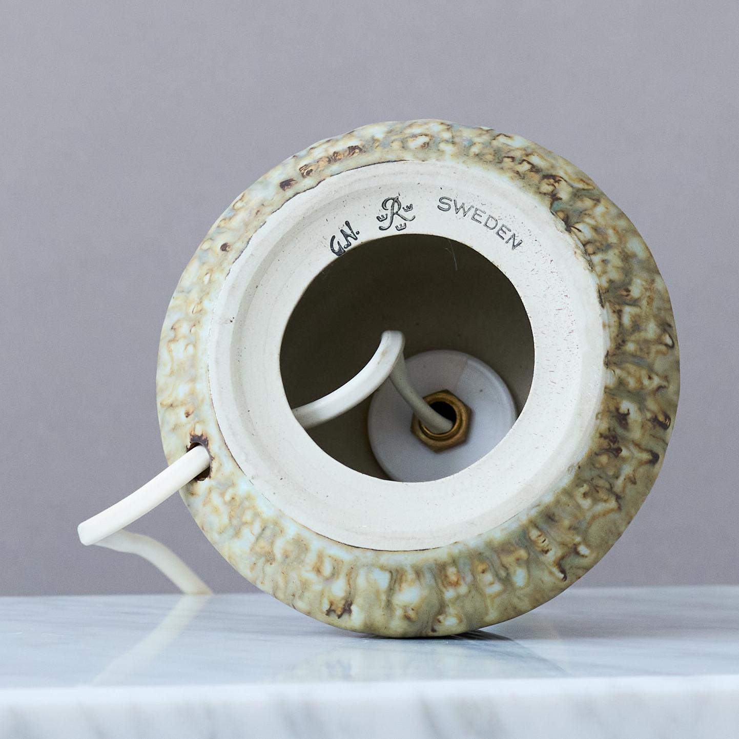 Ceramic Brown Stoneware 'Rubus' Table Lamp by Gunnar Nylund for Rörstrand, Sweden, 1960s For Sale