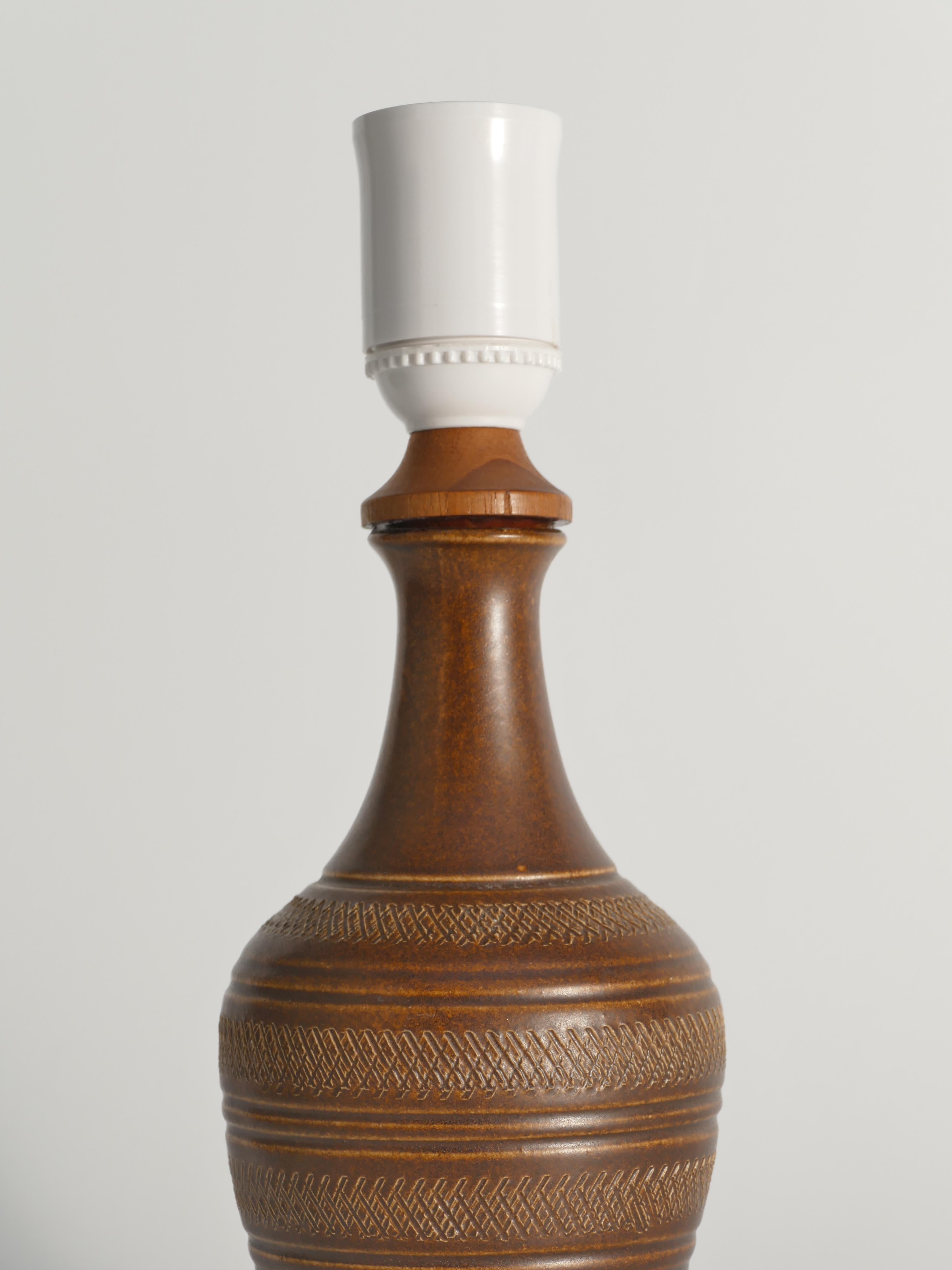Swedish Brown Stoneware Table Lamp, Model number 59617, by Scheurich West Germany 1960s For Sale