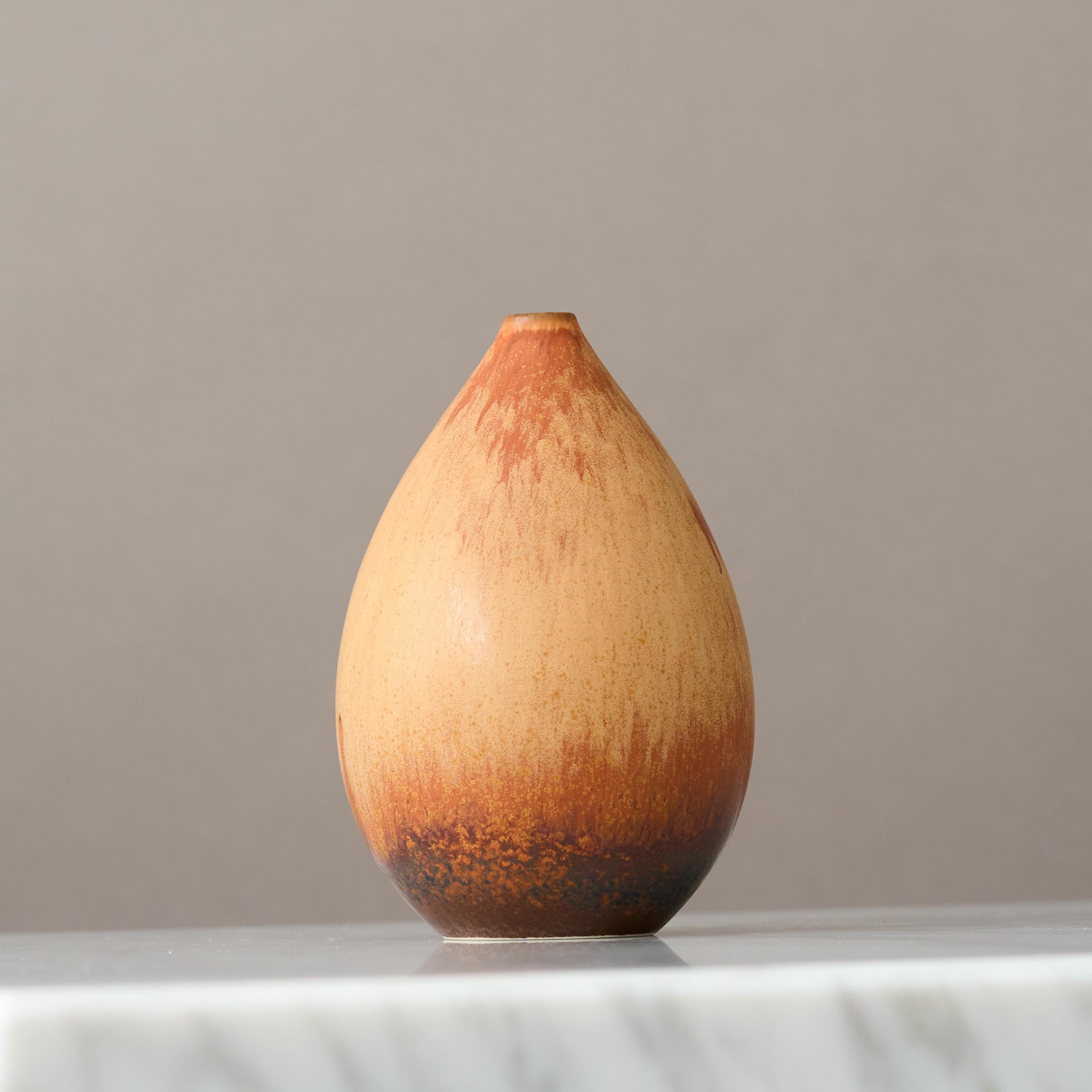 Glazed Brown Stoneware Vase by Carl-Harry Stalhane, Rorstrand, Sweden, 1955. For Sale