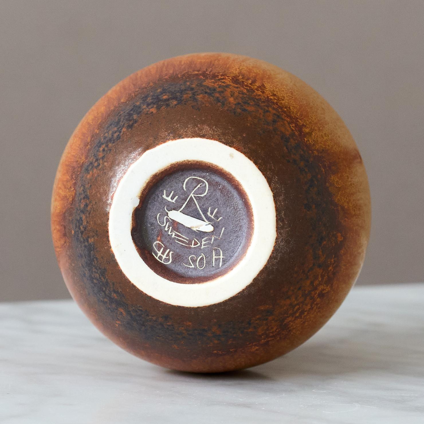 Brown Stoneware Vase by Carl-Harry Stalhane, Rorstrand, Sweden, 1955. For Sale 1