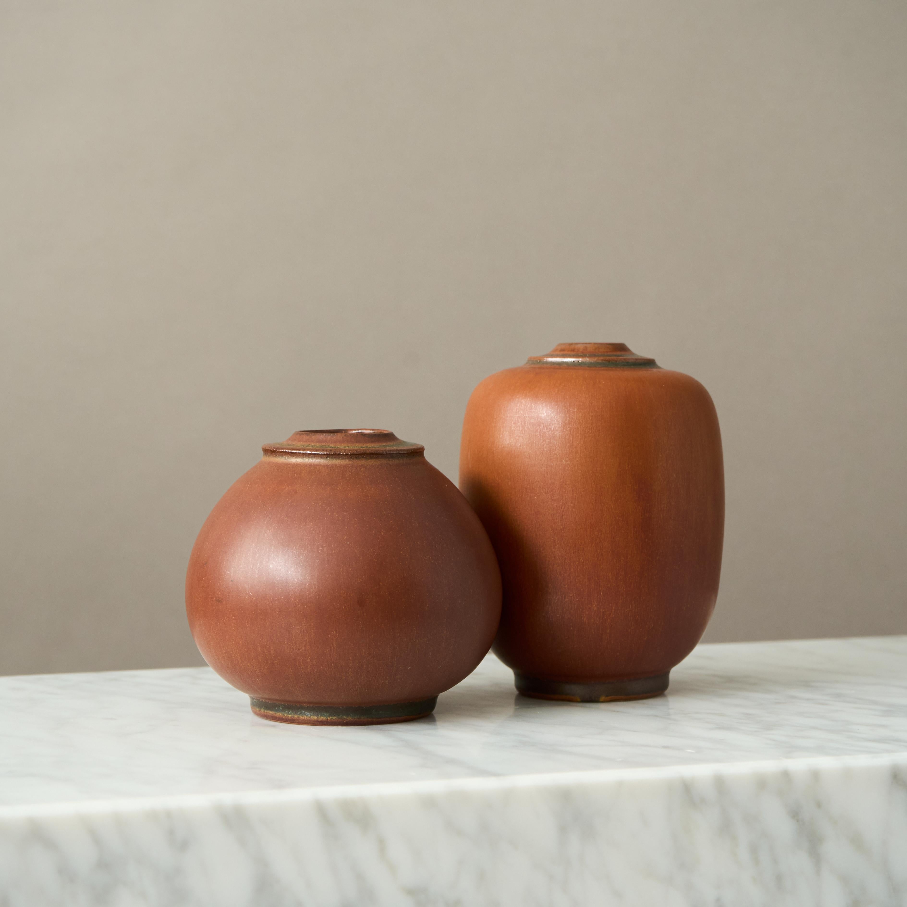 Brown Stoneware Vase by Erich and Ingrid Triller for Tobo, Sweden, 1950s im Angebot 2