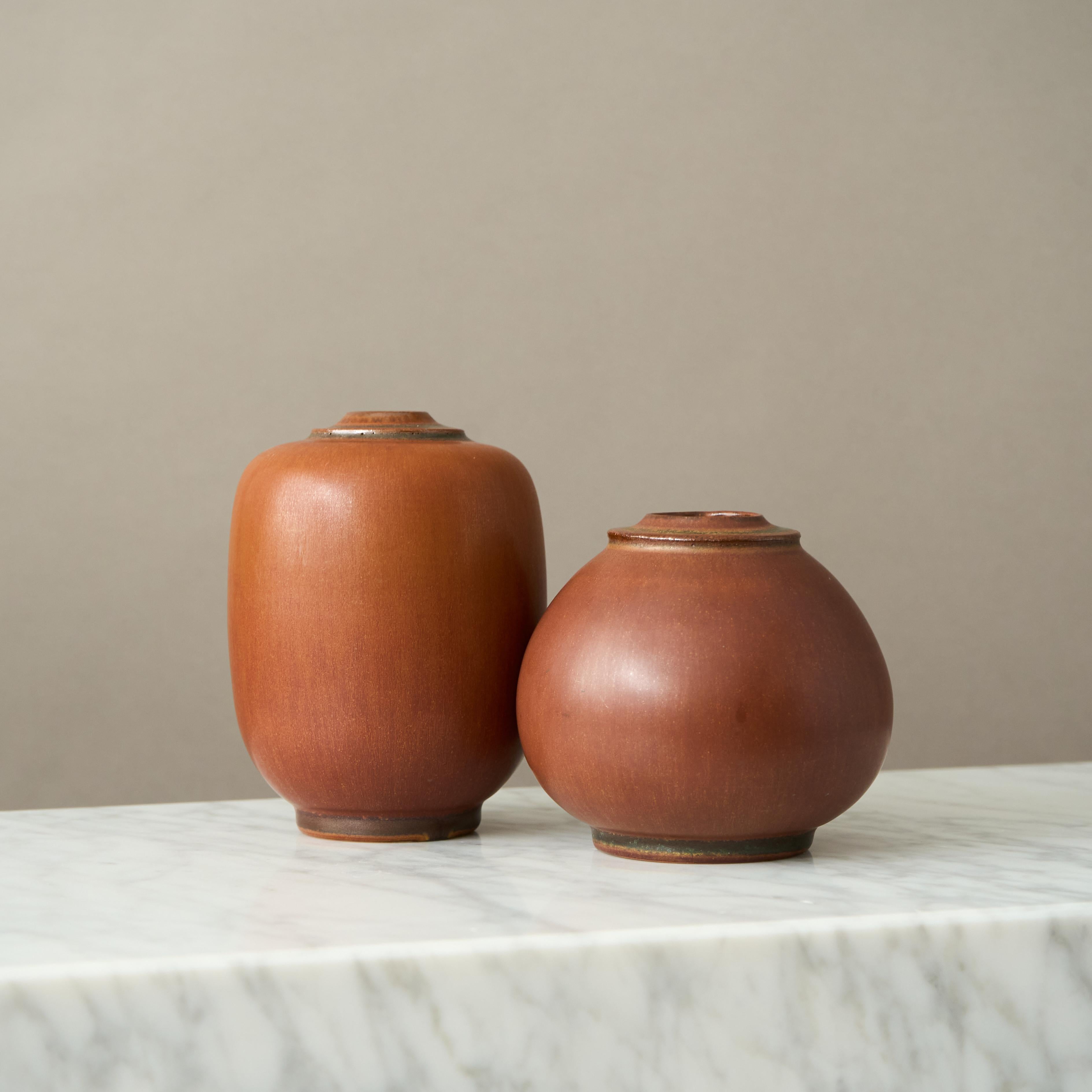 Brown Stoneware Vase by Erich and Ingrid Triller for Tobo, Sweden, 1950s im Angebot 3
