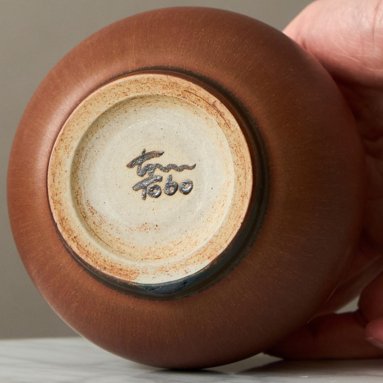 Brown Stoneware Vase by Erich and Ingrid Triller for Tobo, Sweden, 1950s im Angebot 1