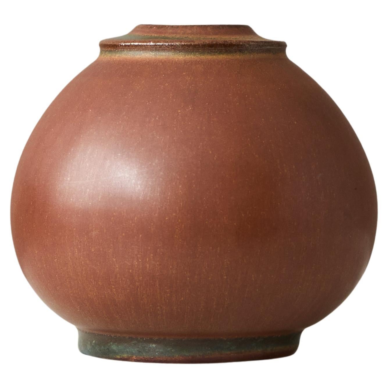 Brown Stoneware Vase by Erich and Ingrid Triller for Tobo, Sweden, 1950s