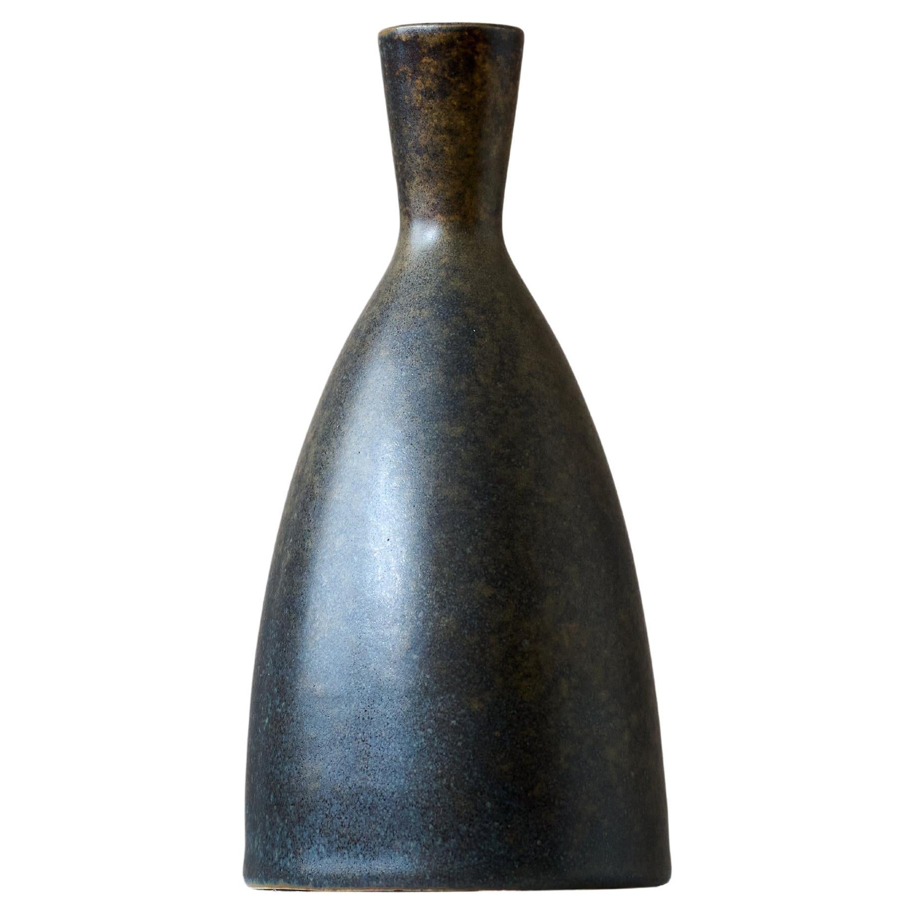 Vaso in gres marrone di Erich and Ingrid Triller per Tobo, Svezia, anni '50