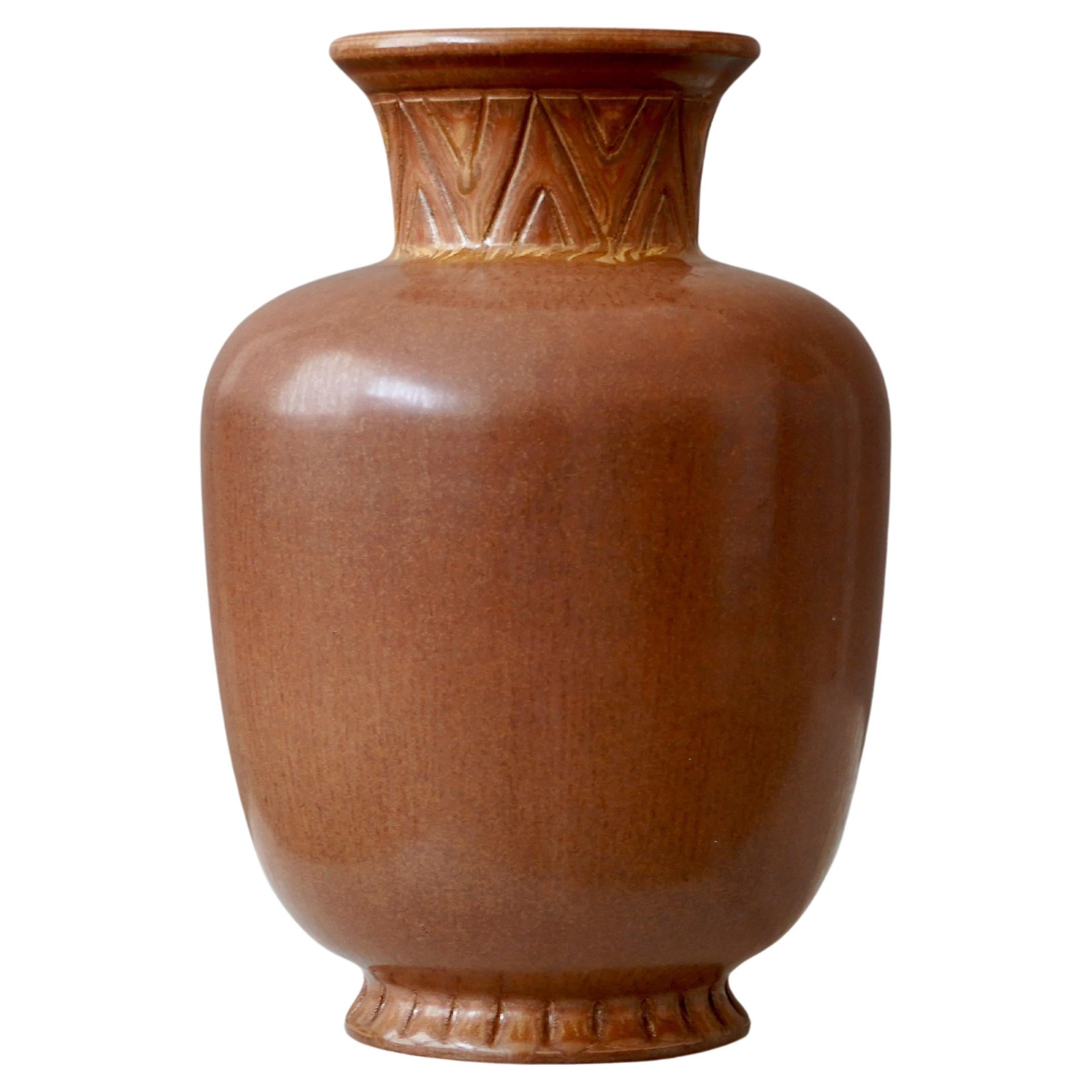 Brown Stoneware Vase by Gunnar Nylund for Rorstrand, Sweden, 1940s