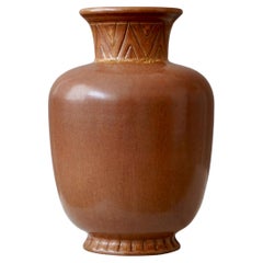 Vase aus braunem Steingut von Gunnar Nylund für Rorstrand, Schweden, 1940er Jahre