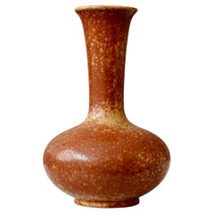 Vaso in gres marrone di Gunnar Nylund per Rorstrand, Svezia, anni '1940