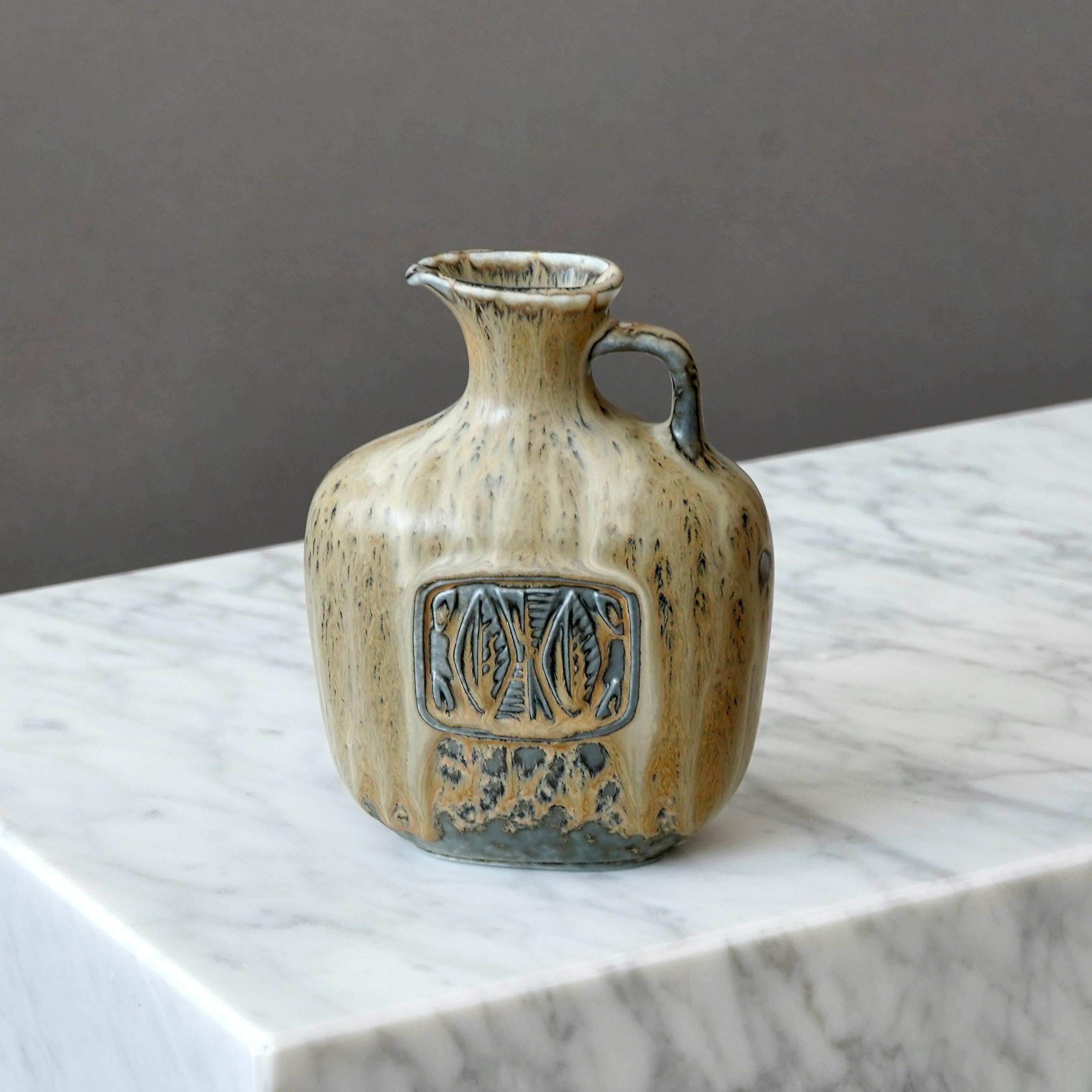 Scandinavo moderno Vaso in gres marrone di Gunnar Nylund per Rorstrand, Svezia, anni '50 in vendita