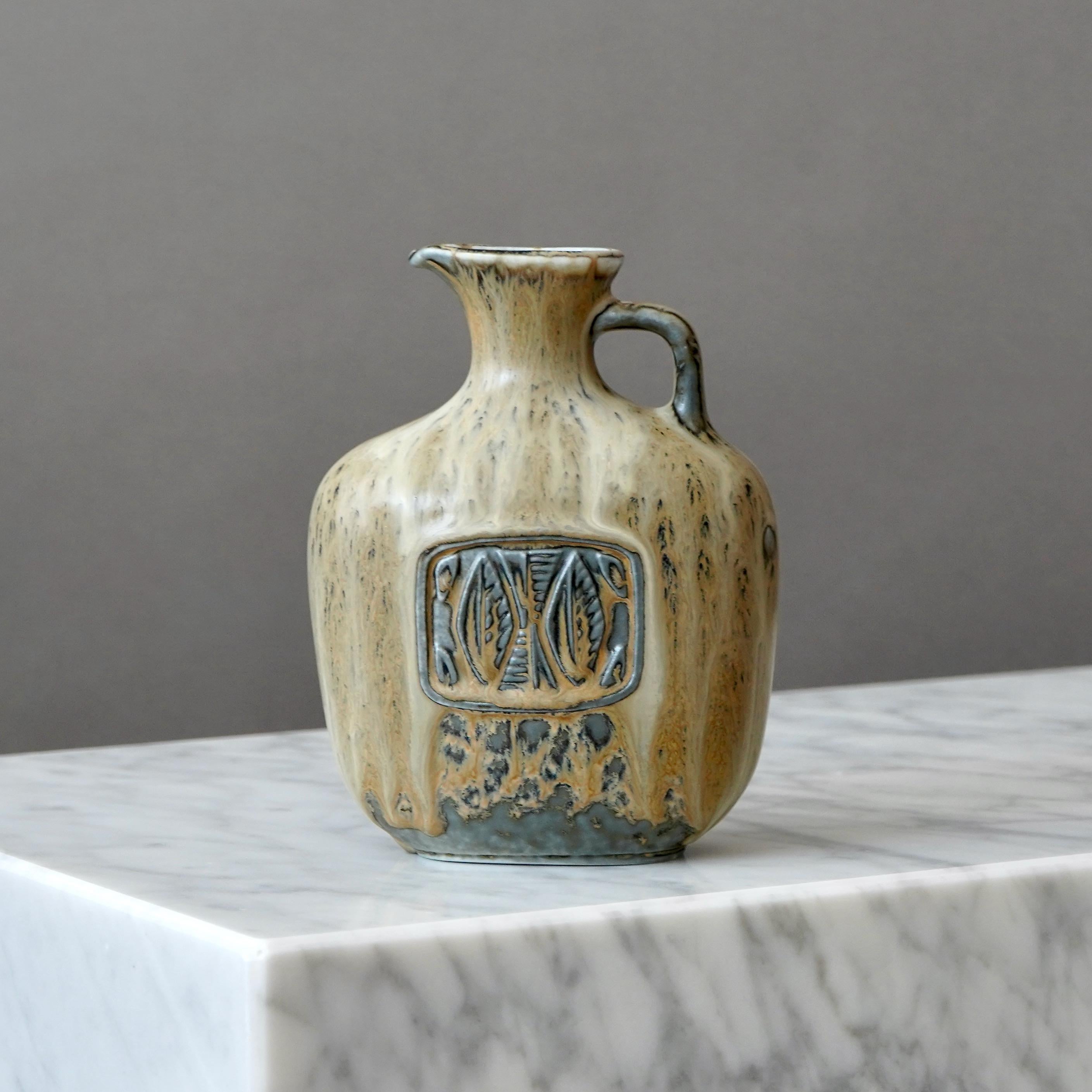 Svedese Vaso in gres marrone di Gunnar Nylund per Rorstrand, Svezia, anni '50 in vendita