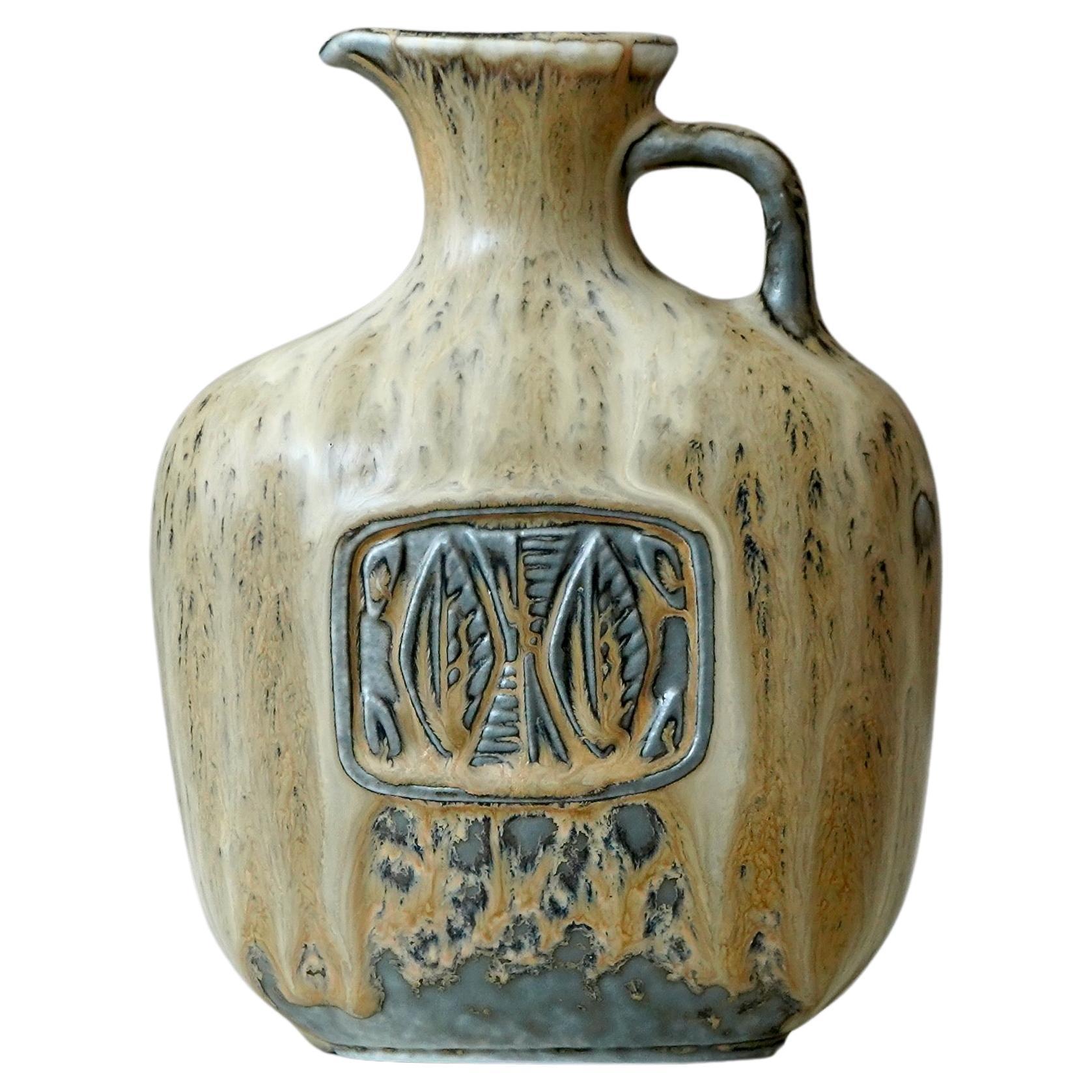 Vaso in gres marrone di Gunnar Nylund per Rorstrand, Svezia, anni '50
