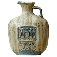 Jarrón de gres marrón de Gunnar Nylund para Rorstrand, Suecia, años 50