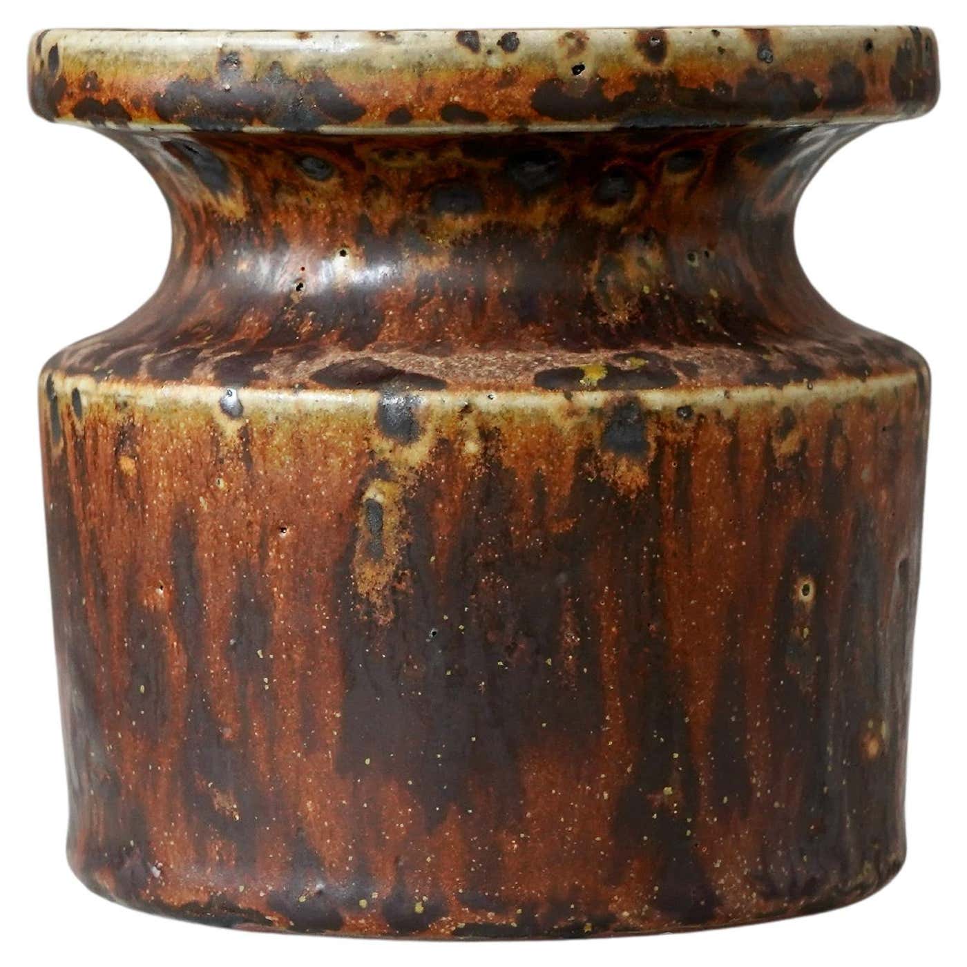 Brown Stoneware Vase by Swedish Ceramist Claes Thell, 1969 For Sale at ...