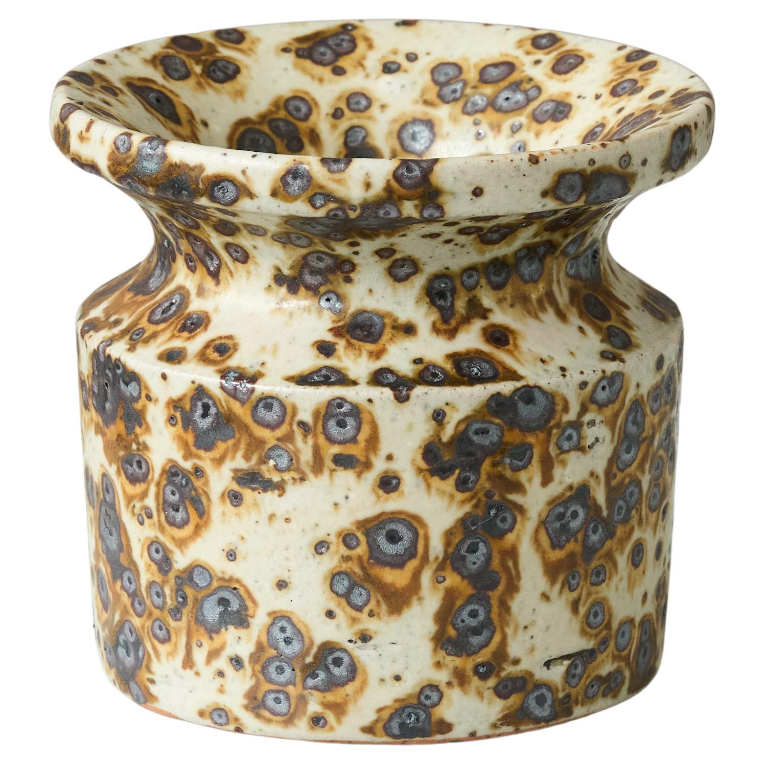 Brown Stoneware Vase by Swedish Ceramist Claes Thell, 1969