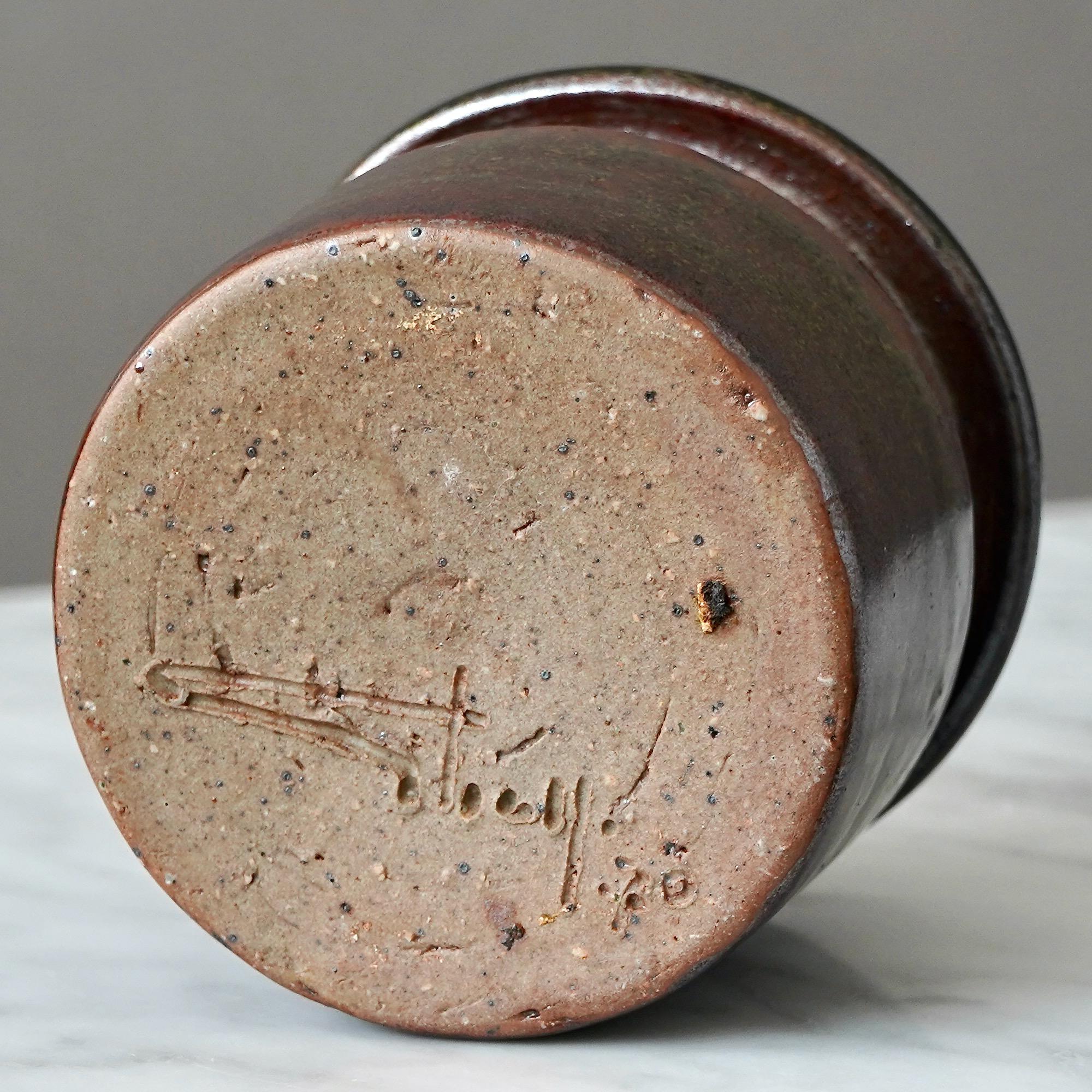 Vaso in gres marrone del ceramista svedese Claes Thell, 1970 in vendita 1