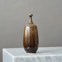 Brown Stoneware Vase by Yngve Blixt, Höganäs, Sweden, 1974
