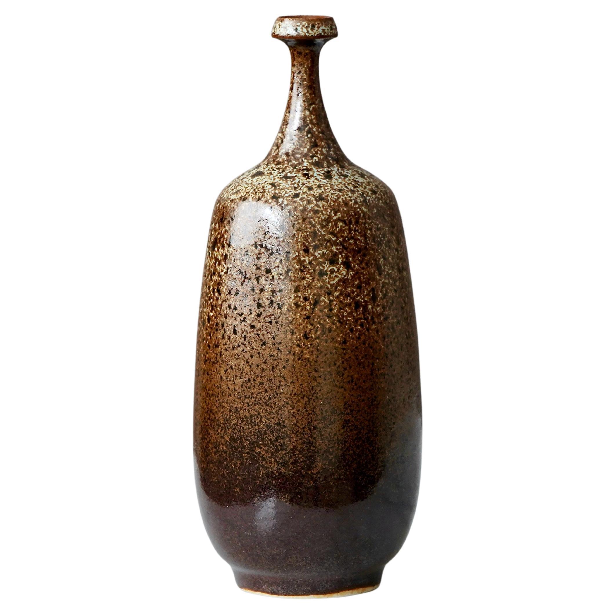 Vase aus braunem Steingut von Yngve Blixt, Höganäs, Schweden, 1974