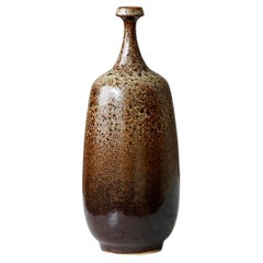Vase aus braunem Steingut von Yngve Blixt, Höganäs, Schweden, 1974