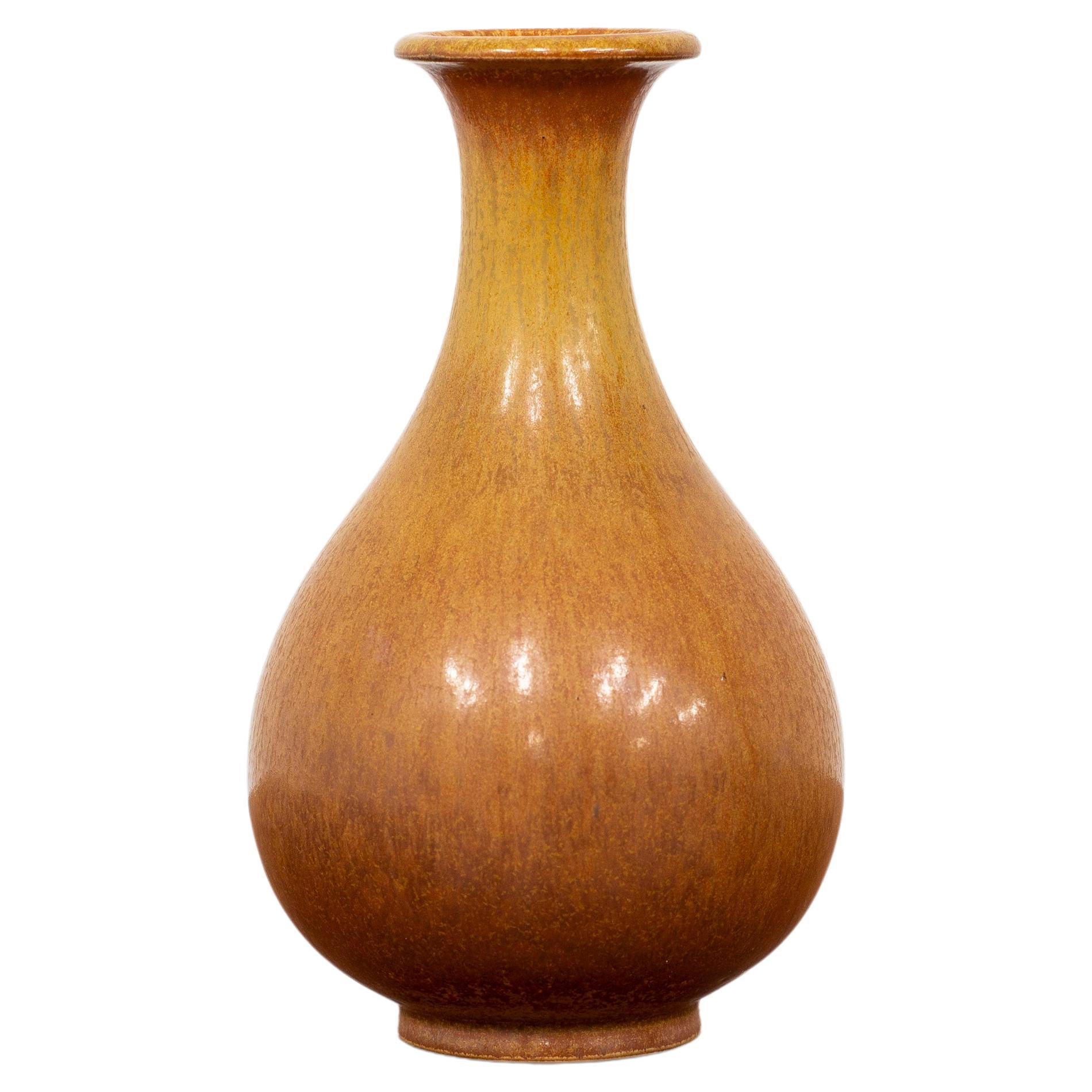 Braune Vase aus Steingut in Braun, entworfen von Gunnar Nylund, 1950er Jahre