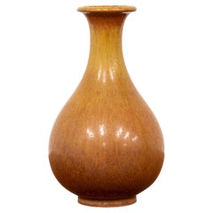 Vaso in gres marrone disegnato da Gunnar Nylund, anni '50