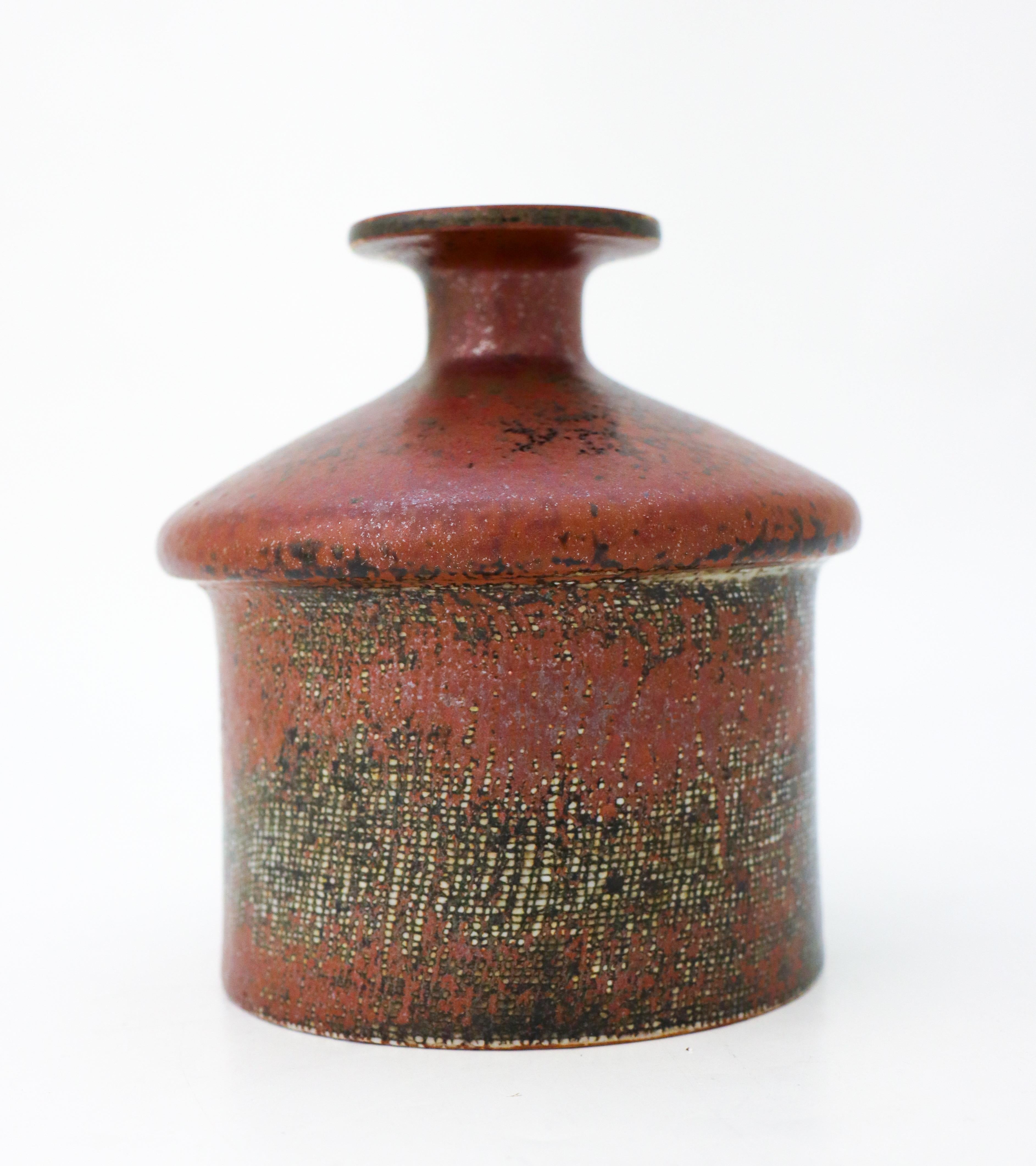 Scandinavian Modern Brown Stoneware Vase - Stig Lindberg - Gustavsberg Studio - Mid 20th Century  For Sale