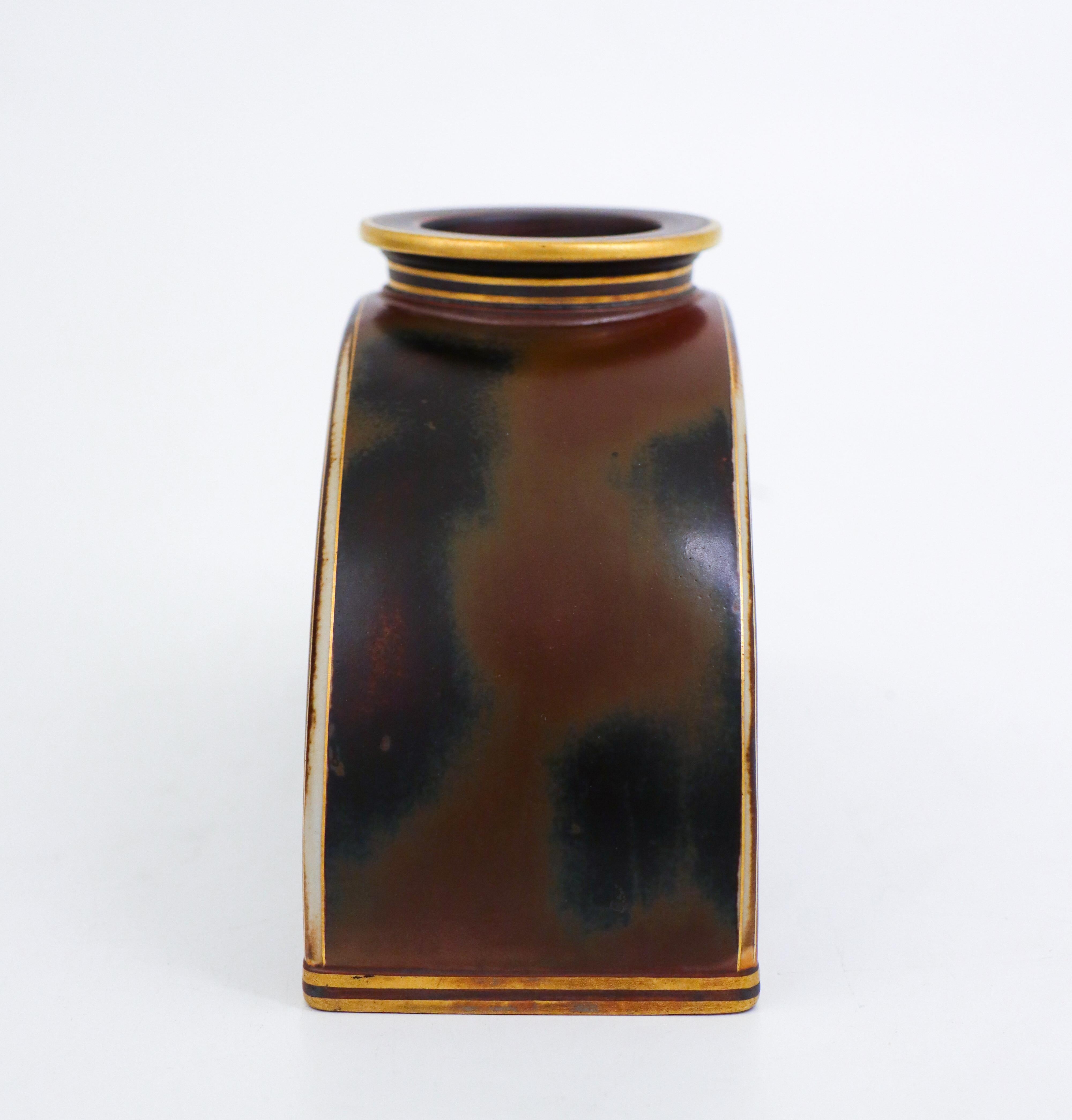 Scandinavian Modern Brown Stoneware Vases, Flambé - Gunnar Nylund - Rörstrand For Sale