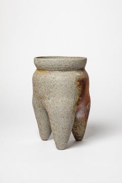 Brown stoneware woodfiring ceramic vase by Brigitte Chassang unique piece 2025