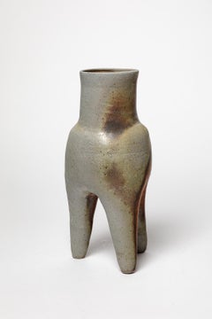 Brown stoneware woodfiring ceramic vase by Brigitte Chassang unique piece 2025