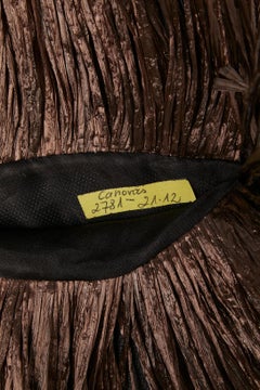 Brown stretch silk and raffia fringes edge gloves Isabel Canovas